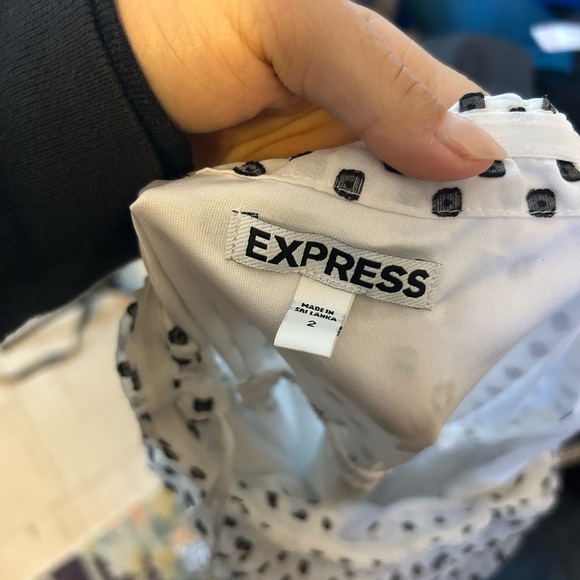 Express Y2K Silk Dot Strapless Dress - Picture 3 of 6